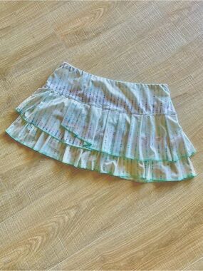 Lucky in LOVE  Tiered Tennis Pickleball Skort, white, purple, mint nylon spandex